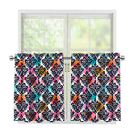 Colorful Damask Pattern Print Tier Curtains
