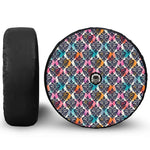 Colorful Damask Pattern Print Tire Cover With Camera Hole