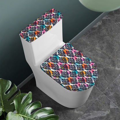 Colorful Damask Pattern Print Toilet Lid And Tank Cover Set