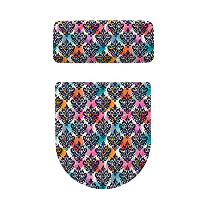 Colorful Damask Pattern Print Toilet Lid And Tank Cover Set