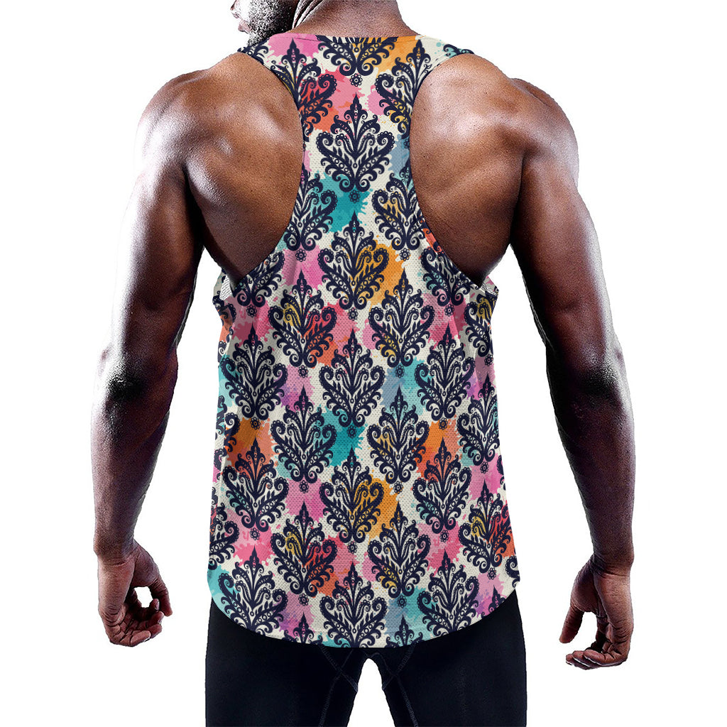 Colorful Damask Pattern Print Training Tank Top