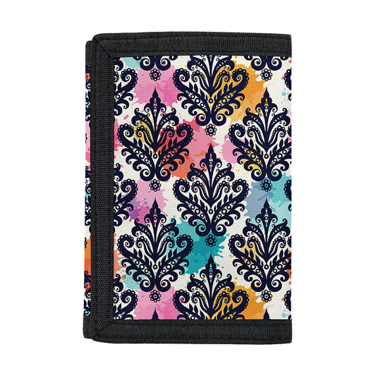 Colorful Damask Pattern Print Trifold Wallet