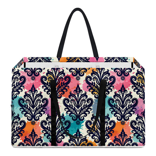 Colorful Damask Pattern Print Utility Tote Bag