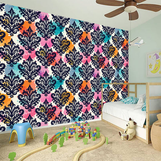 Colorful Damask Pattern Print Wall Sticker