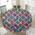Colorful Damask Pattern Print Waterproof Round Tablecloth