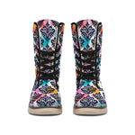 Colorful Damask Pattern Print Winter Boots