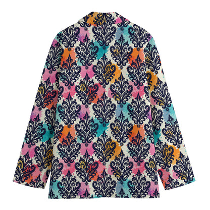 Colorful Damask Pattern Print Women's Blazer