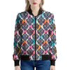 Colorful Damask Pattern Print Women's Bomber Jacket
