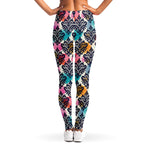 Colorful Damask Pattern Print Women's Leggings