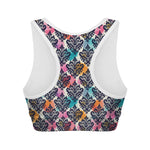 Colorful Damask Pattern Print Women's Sports Bra