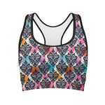 Colorful Damask Pattern Print Women's Sports Bra
