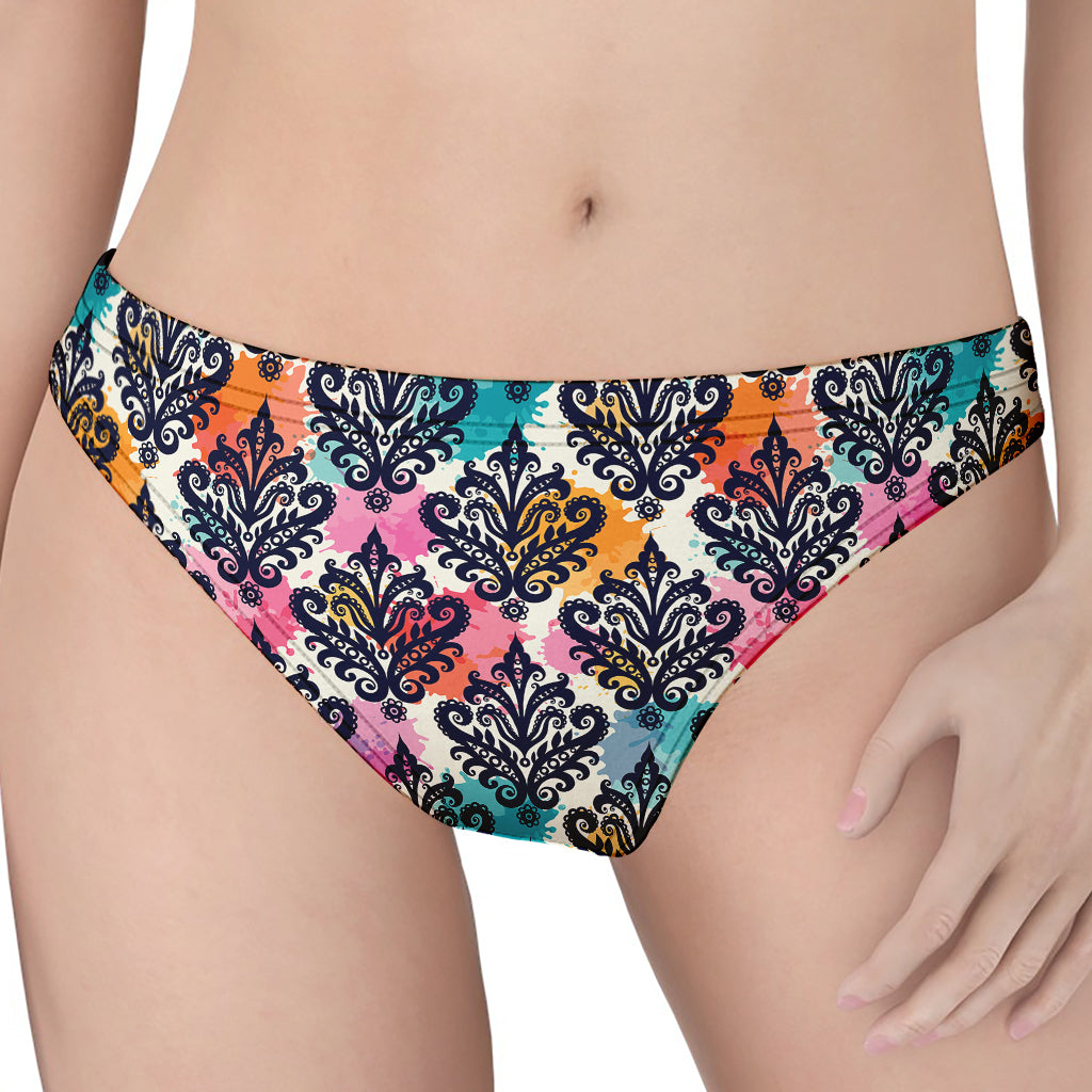 Colorful Damask Pattern Print Women's Thong