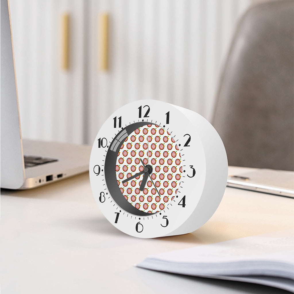 Colorful Darts And Dartboard Print Alarm Clock