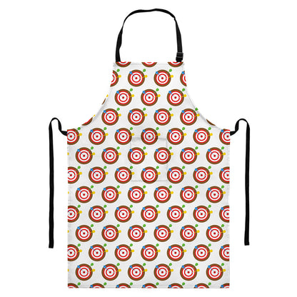 Colorful Darts And Dartboard Print Bib Apron With Pocket