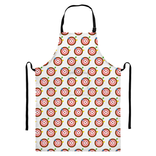 Colorful Darts And Dartboard Print Bib Apron With Pocket