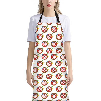 Colorful Darts And Dartboard Print Bib Apron With Pocket