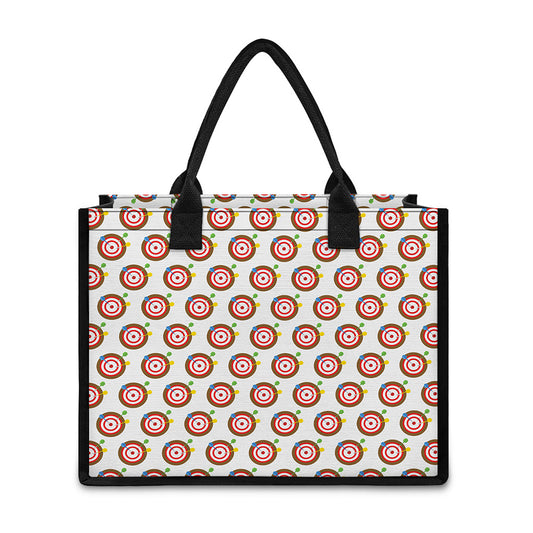 Colorful Darts And Dartboard Print Canvas Tote Bag