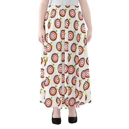 Colorful Darts And Dartboard Print Chiffon Maxi Skirt