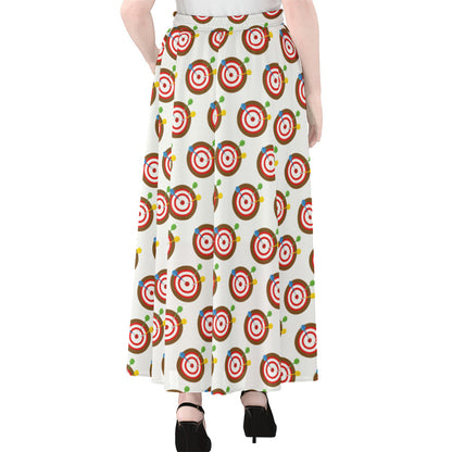 Colorful Darts And Dartboard Print Chiffon Maxi Skirt