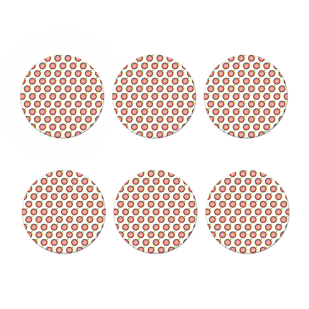 Colorful Darts And Dartboard Print Coaster Set