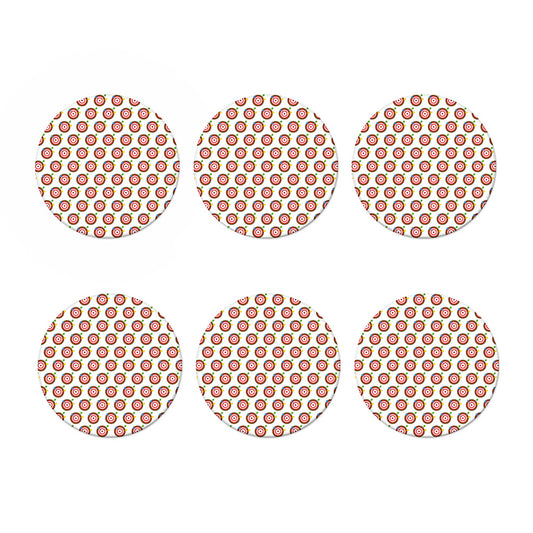 Colorful Darts And Dartboard Print Coaster Set
