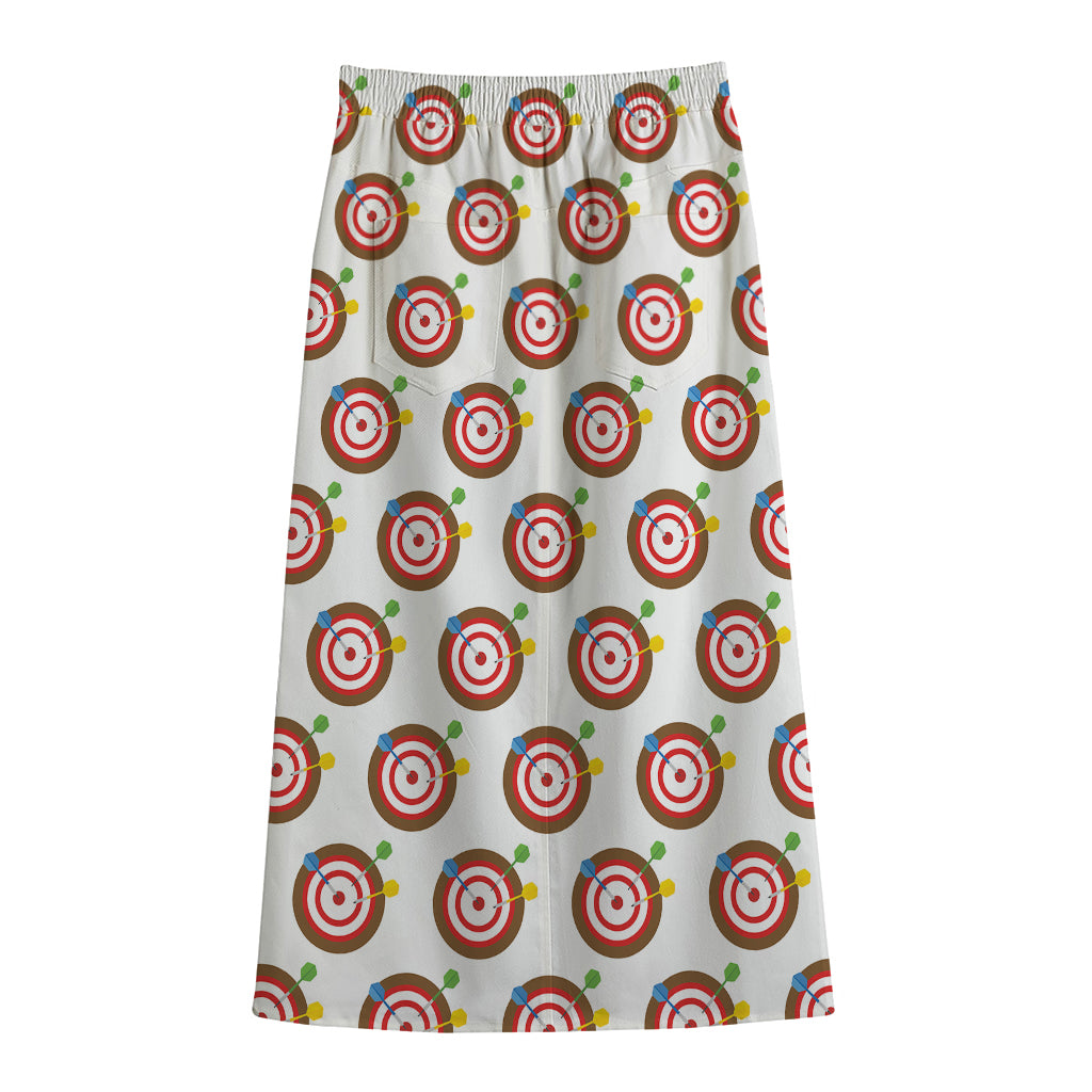Colorful Darts And Dartboard Print Cotton Front Slit Maxi Skirt