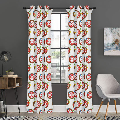 Colorful Darts And Dartboard Print Curtain