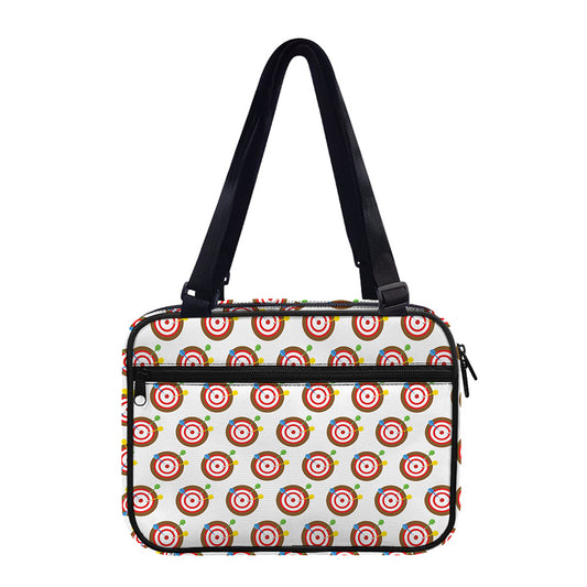 Colorful Darts And Dartboard Print Double Strap Bible Bag