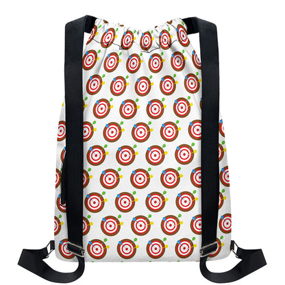 Colorful Darts And Dartboard Print Drawstring Backpack