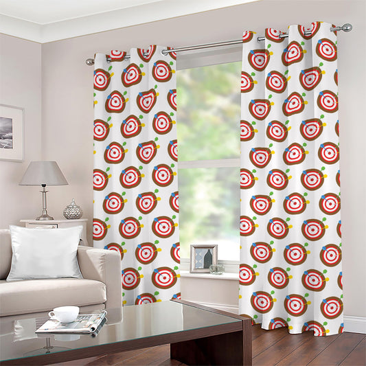 Colorful Darts And Dartboard Print Grommet Curtains