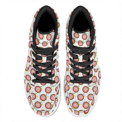 Colorful Darts And Dartboard Print High Top Leather Sneakers