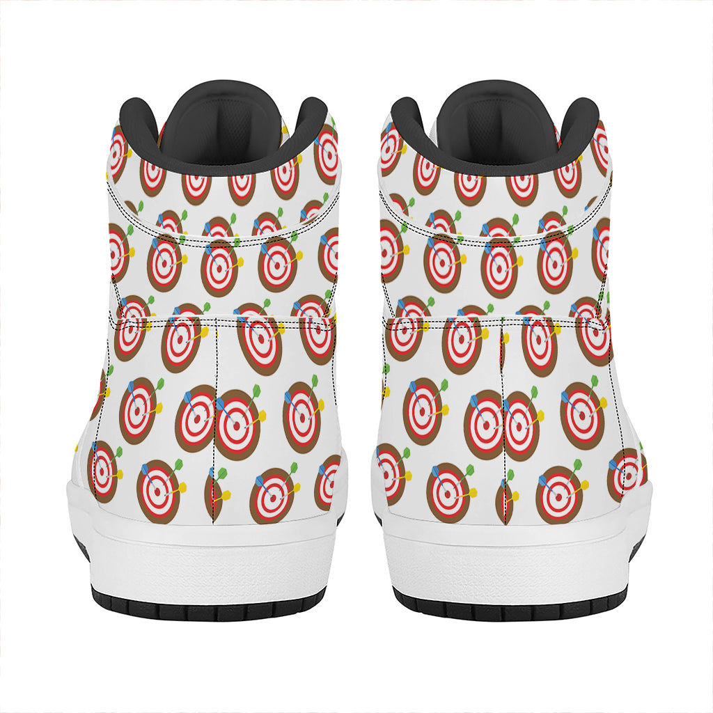 Colorful Darts And Dartboard Print High Top Leather Sneakers