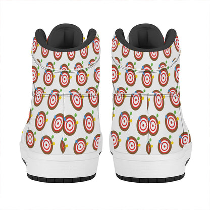Colorful Darts And Dartboard Print High Top Leather Sneakers