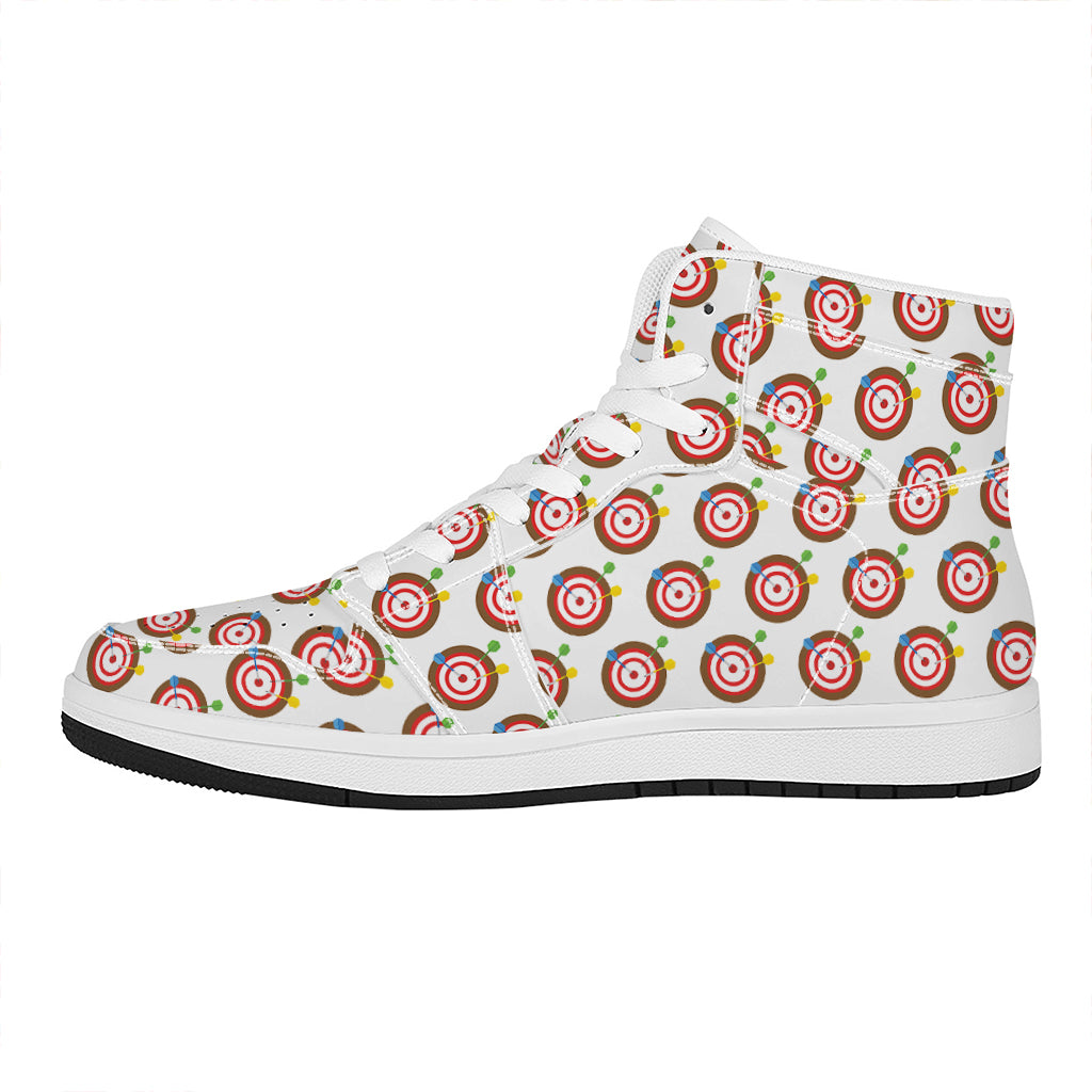 Colorful Darts And Dartboard Print High Top Leather Sneakers