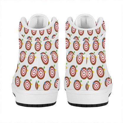 Colorful Darts And Dartboard Print High Top Leather Sneakers