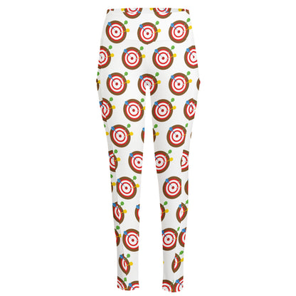 Colorful Darts And Dartboard Print High-Waisted Pocket Leggings