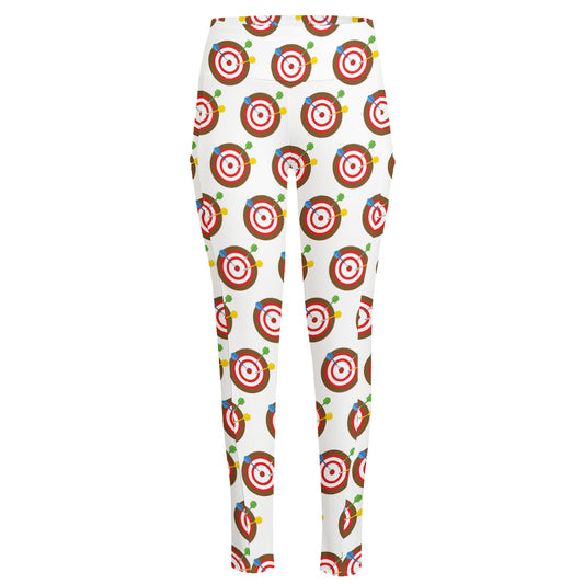 Colorful Darts And Dartboard Print High-Waisted Pocket Leggings