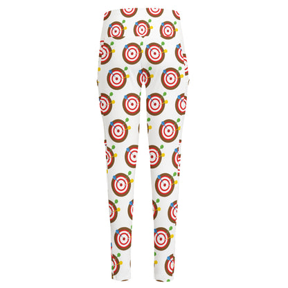 Colorful Darts And Dartboard Print High-Waisted Pocket Leggings