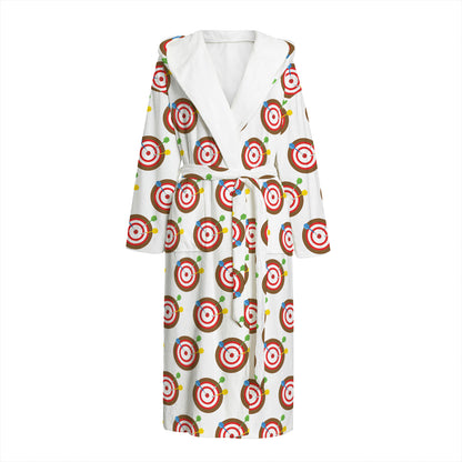 Colorful Darts And Dartboard Print Hooded Bathrobe