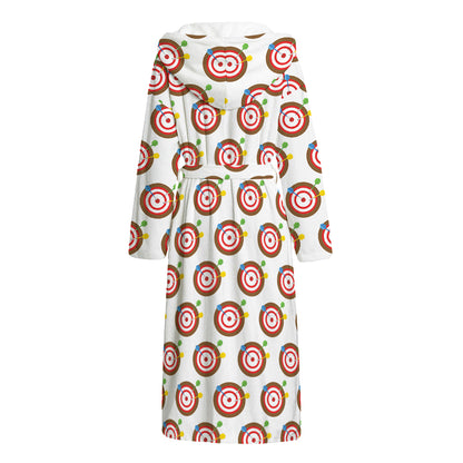 Colorful Darts And Dartboard Print Hooded Bathrobe