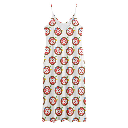 Colorful Darts And Dartboard Print Jersey Midi Cami Dress