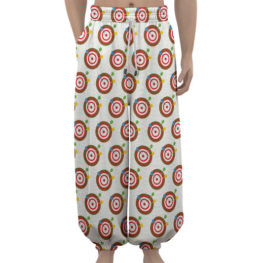 Colorful Darts And Dartboard Print Lantern Pants