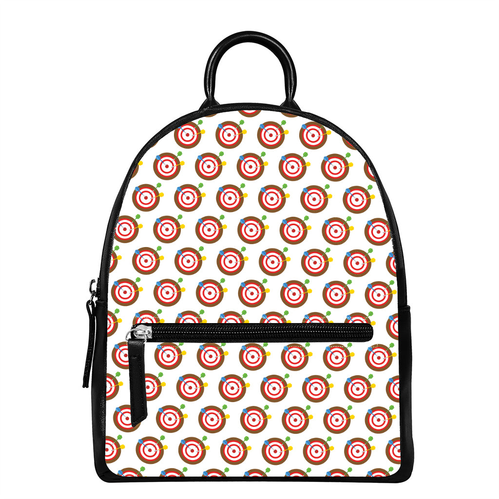Colorful Darts And Dartboard Print Leather Backpack