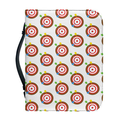 Colorful Darts And Dartboard Print Leather Bible Cover