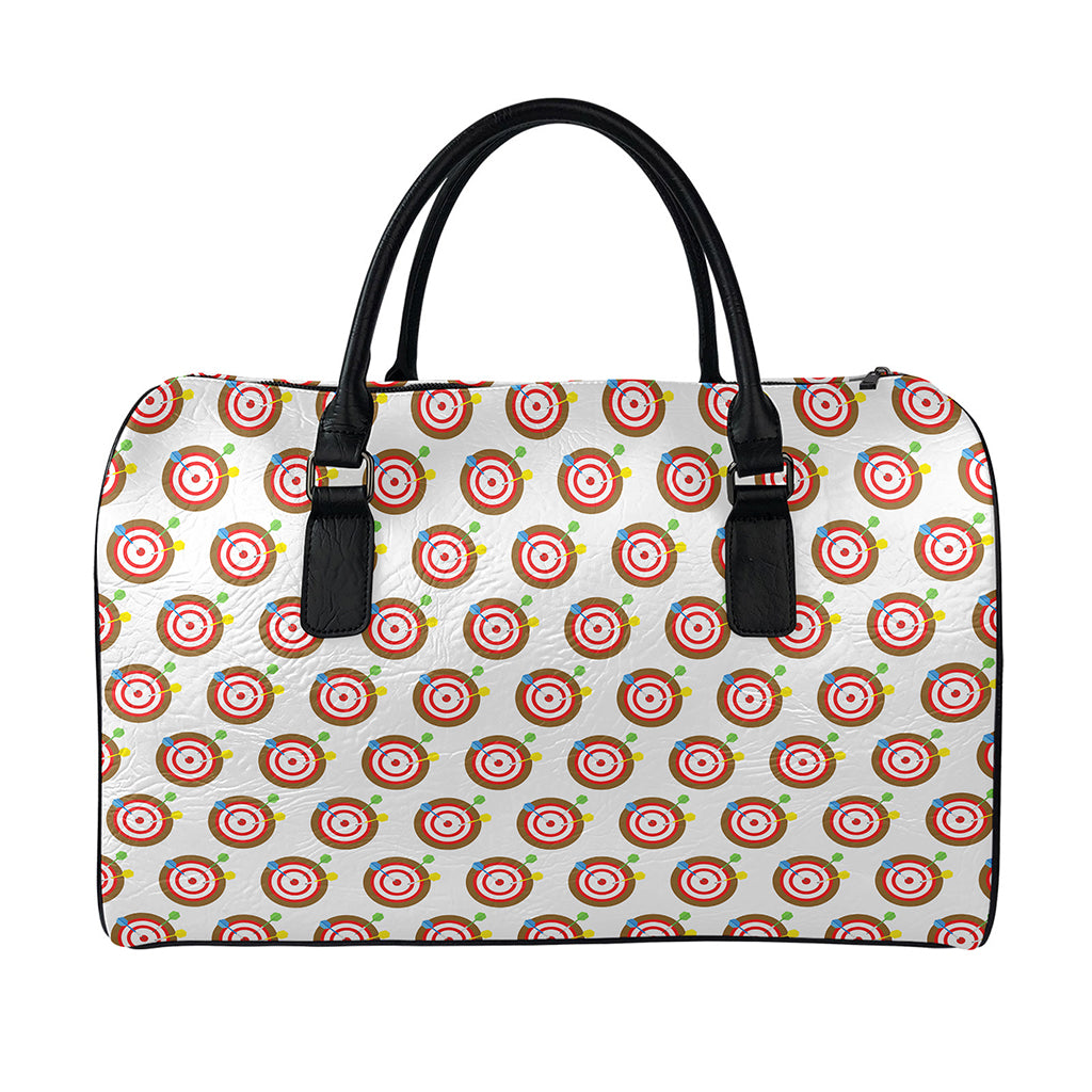 Colorful Darts And Dartboard Print Leather Duffle Bag