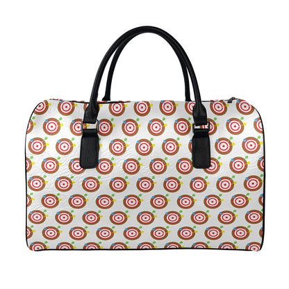 Colorful Darts And Dartboard Print Leather Duffle Bag