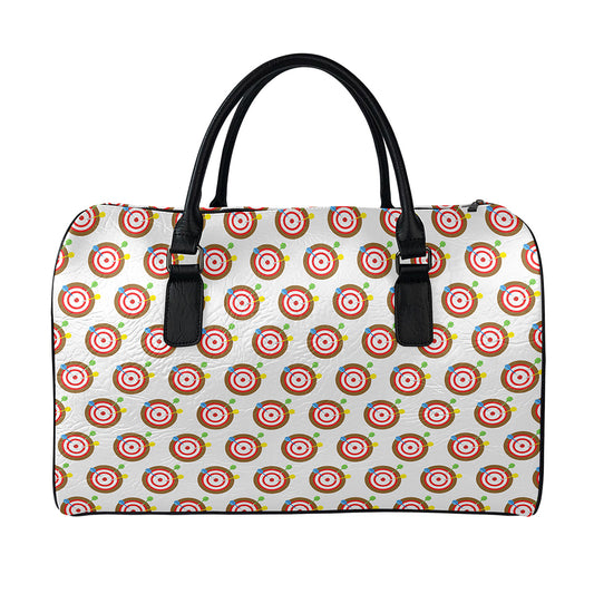 Colorful Darts And Dartboard Print Leather Duffle Bag
