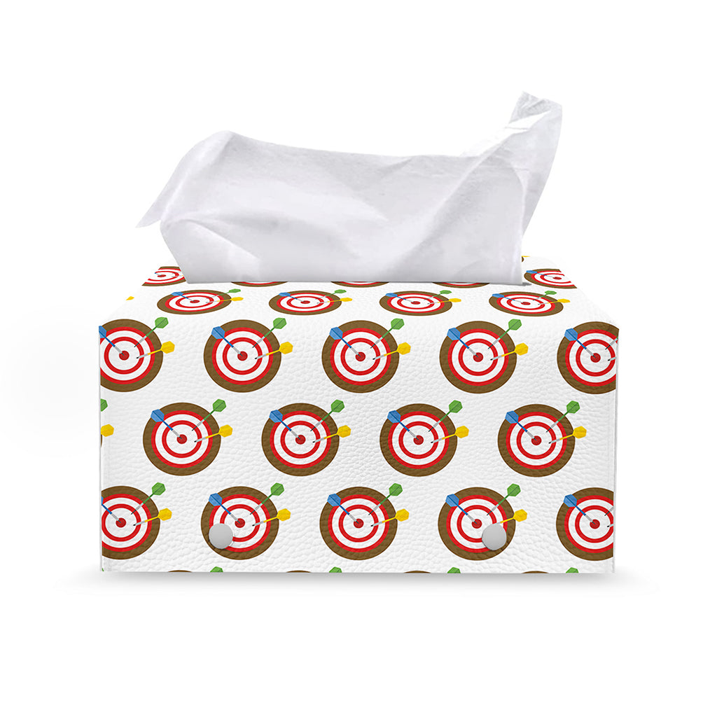 Colorful Darts And Dartboard Print Leather Tissue Box Cover