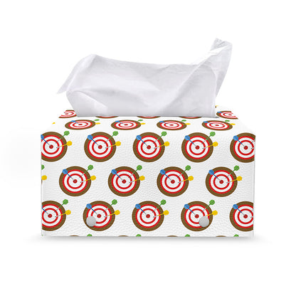 Colorful Darts And Dartboard Print Leather Tissue Box Cover