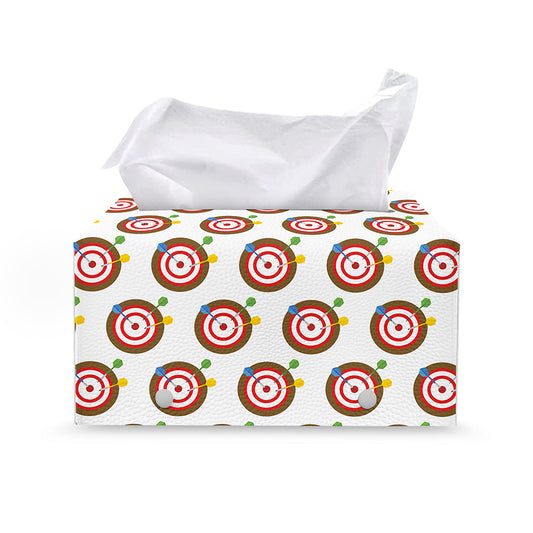 Colorful Darts And Dartboard Print Leather Tissue Box Cover